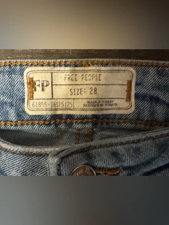 Free People Light Blue Straight Leg Jeans with Yellow Floral Embroidery - Picture 2 of 10